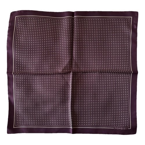 Pre-owned Saint Laurent Silk Scarf & Pocket Square In Purple