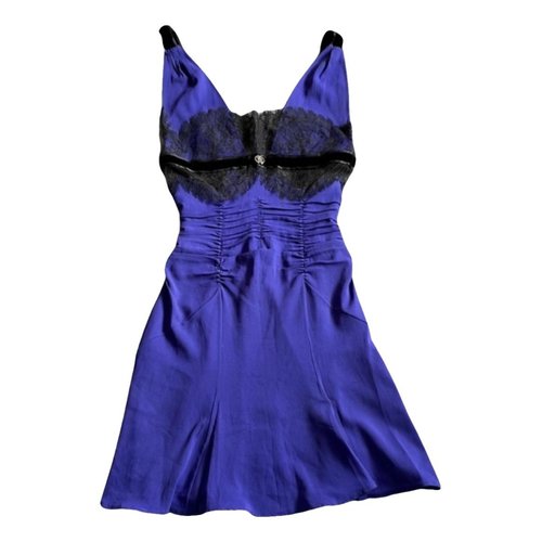 Pre-owned Roberto Cavalli Silk Mini Dress In Blue