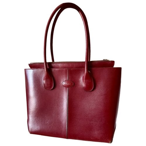 Pre-owned Tod's Leather Handbag In Burgundy