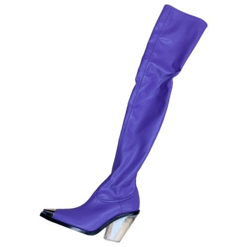 Pre-owned David Koma Leather Cowboy Boots In Purple