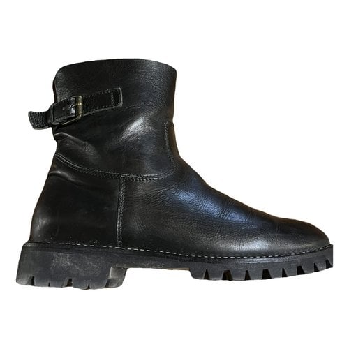 Pre-owned Peuterey Leather Biker Boots In Black