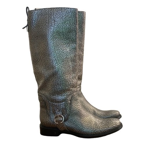 Pre-owned Celine Leather Riding Boots In Metallic