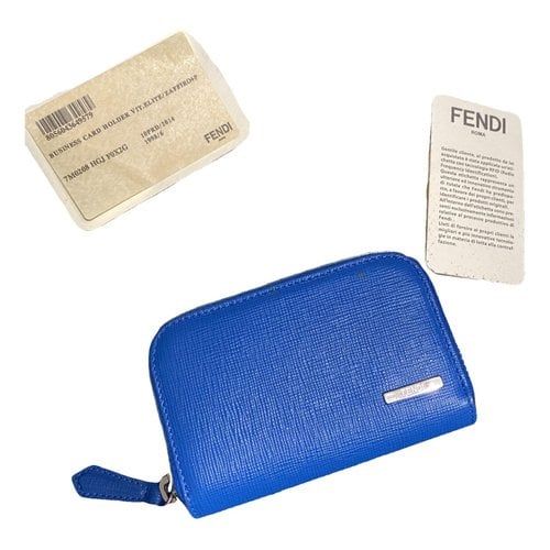 Pre-owned Fendi Leather Clutch In Blue