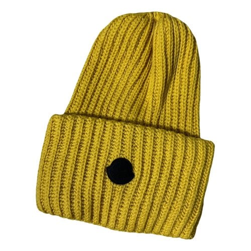 Pre-owned Moncler Wool Hat In Yellow