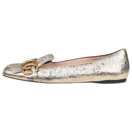 Pre-owned Gucci Leather Ballet Flats In Gold