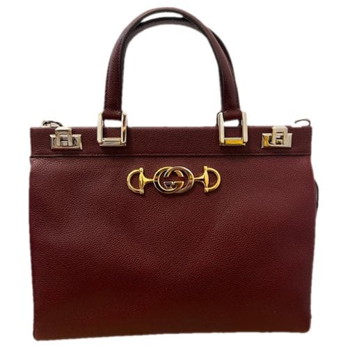 Pre-owned Gucci Gg Marmont Leather Handbag In Burgundy