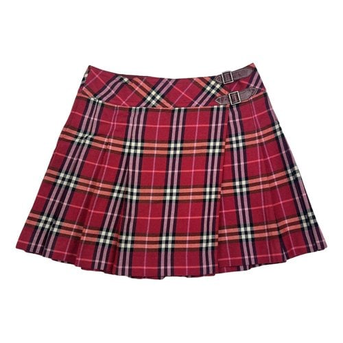 Pre-owned Burberry Leather Mini Skirt In Red