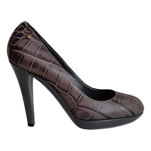 Pre-owned Just Cavalli Leather Heels In Anthracite