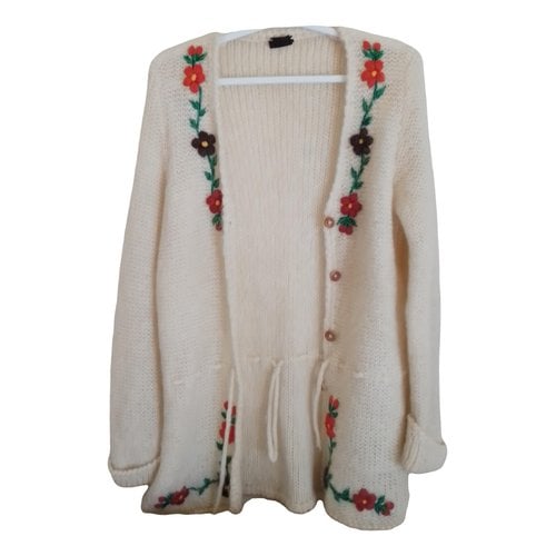 Pre-owned Lana Wool Cardigan In White