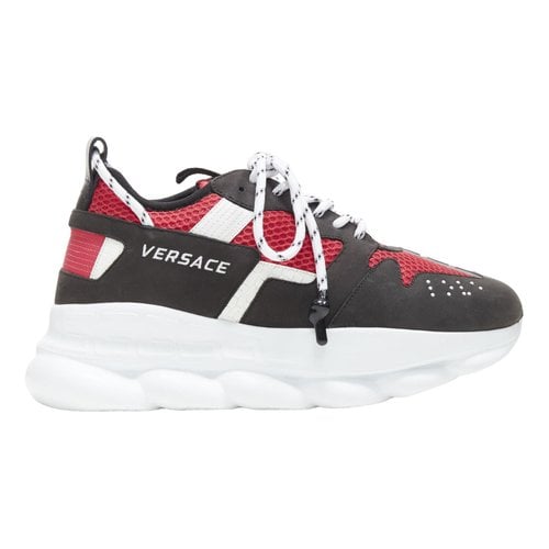 Pre-owned Versace Cloth Trainers In Black