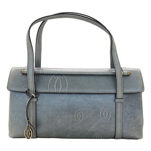 Pre-owned Cartier Cabochon Leather Handbag In Blue