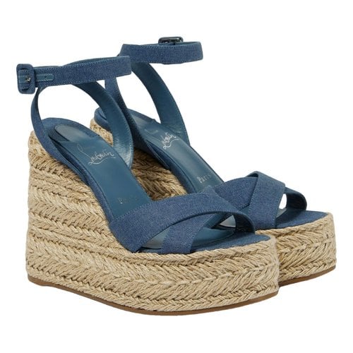 Pre-owned Christian Louboutin Cloth Sandal In Blue