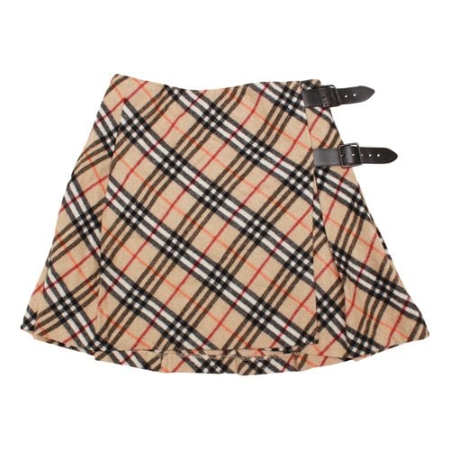 Pre-owned Burberry Wool Mini Skirt In Beige