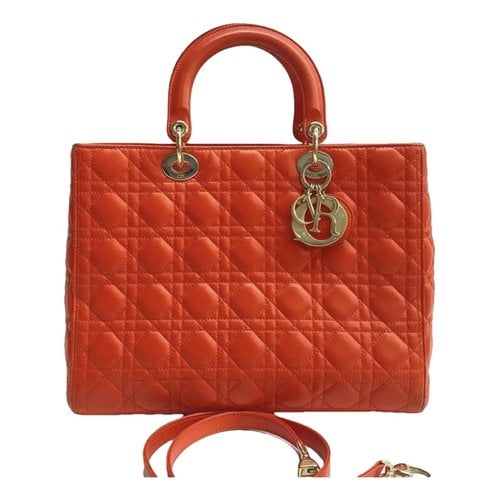 Pre-owned Dior Leather Handbag In Orange