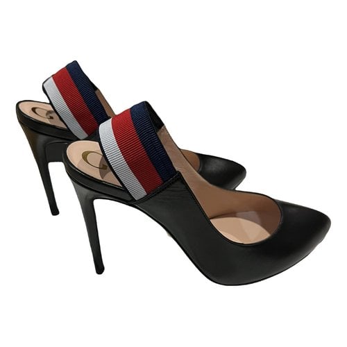 Pre-owned Gucci Sylvie Leather Heels In Black