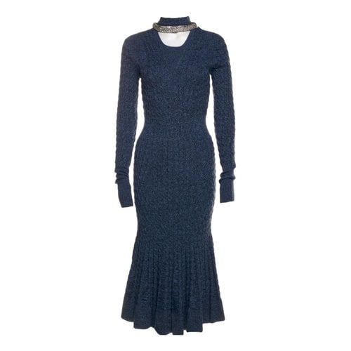Pre-owned Alexander Mcqueen Wool Mid-length Dress In Blue
