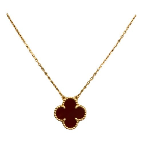 Pre-owned Van Cleef & Arpels Vintage Alhambra Yellow Gold Necklace In Red