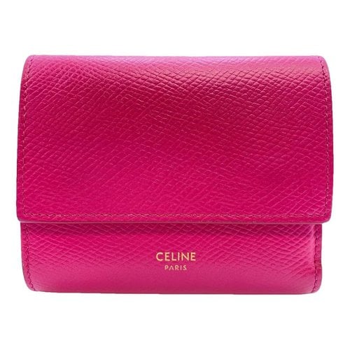 Pre-owned Celine Leather Wallet In Pink