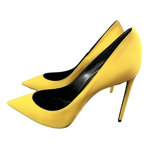 Pre-owned Saint Laurent Zoe Heels In Yellow