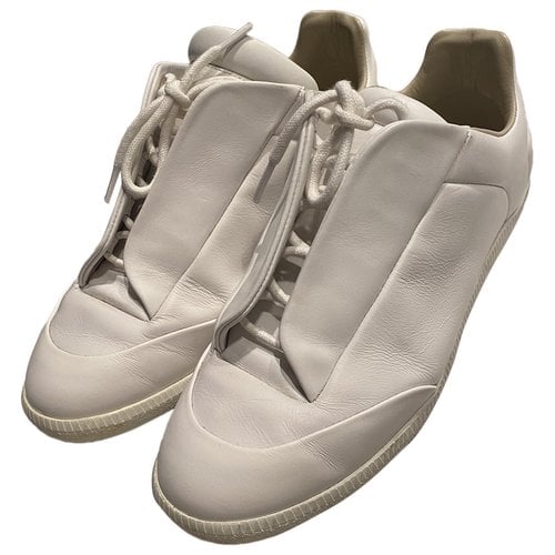 Pre-owned Maison Margiela Future Leather Low Trainers In White