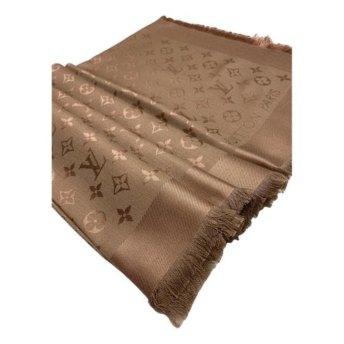 Pre-owned Louis Vuitton Châle Monogram Silk Stole In Brown