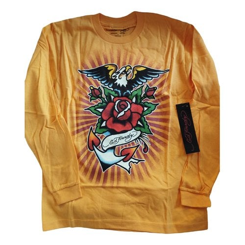 Pre-owned Ed Hardy T-shirt In Yellow