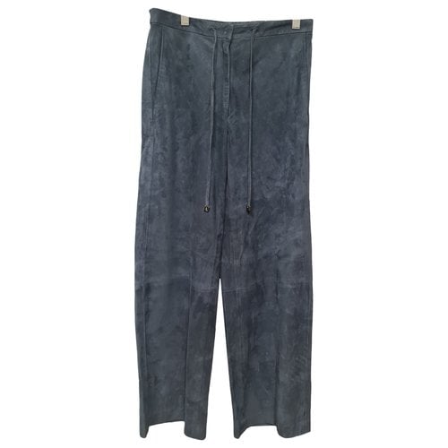 Pre-owned Max Mara Leather Short Pants In Blue