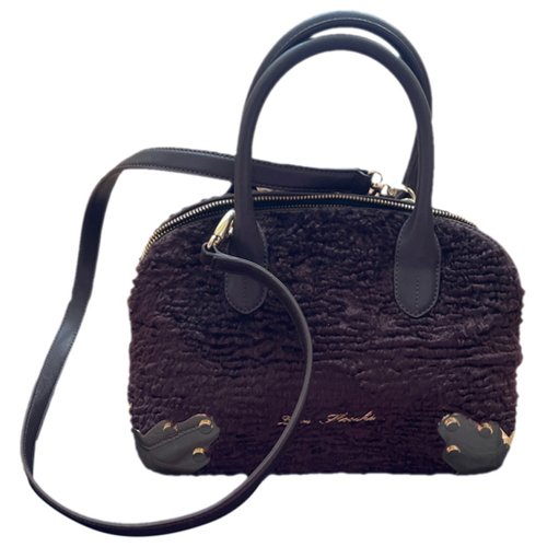 Pre-owned Moschino Love Faux Fur Handbag In Brown