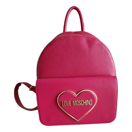 Pre-owned Moschino Love Leather Backpack In Pink