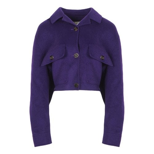 Pre-owned Sandro Wool Jacket In Purple