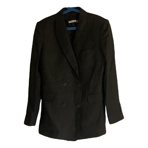 Pre-owned Another Tomorrow Antomorrow Linen Blazer In Black