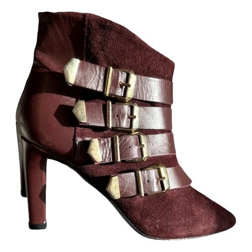 Pre-owned The Kooples Buckled Boots In Burgundy