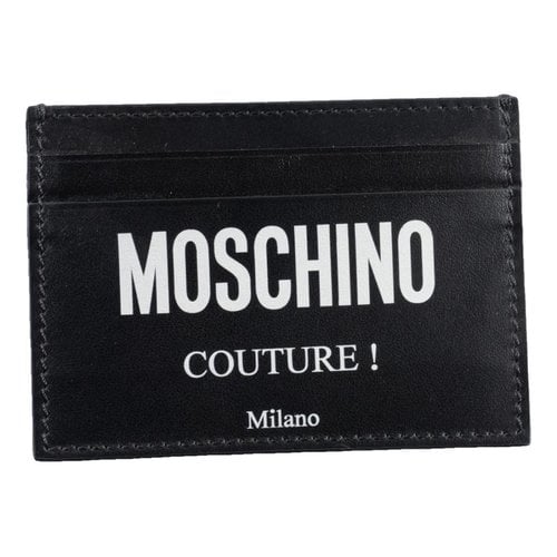 Pre-owned Moschino Leather Card Wallet In Black