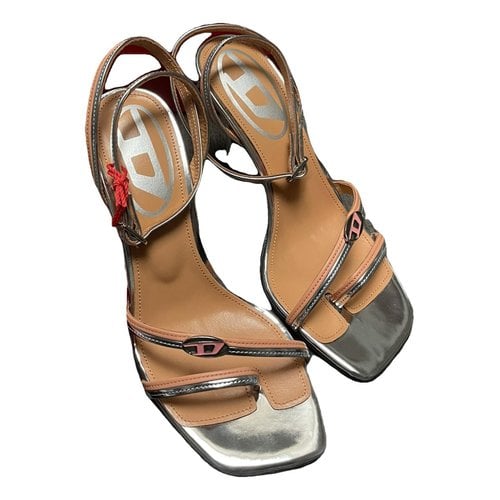 Pre-owned Diesel Leather Sandals In Silver