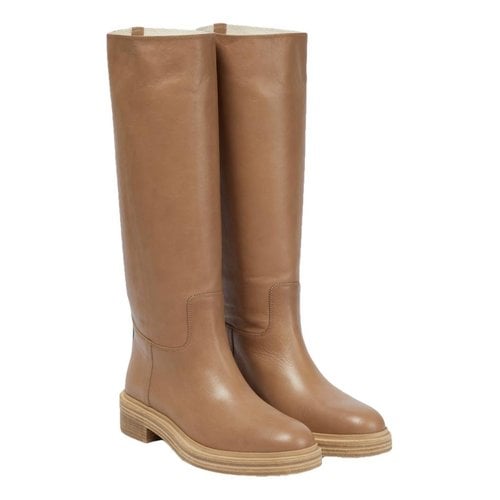 Pre-owned Brunello Cucinelli Leather Riding Boots In Camel