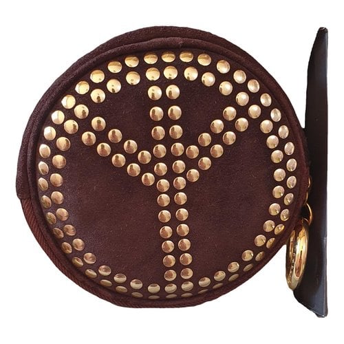 Pre-owned Moschino Velvet Clutch Bag In Brown