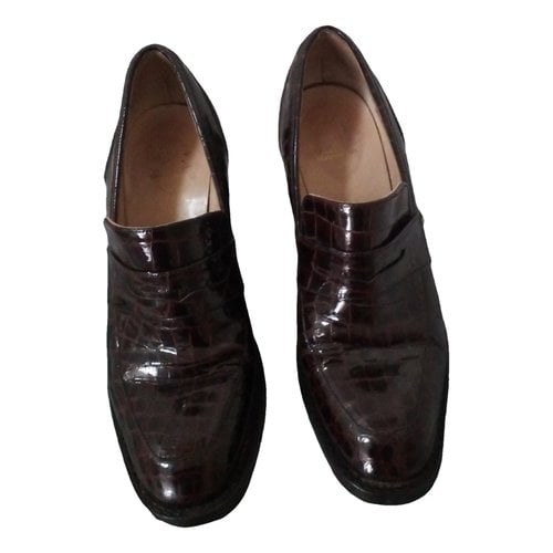 Pre-owned Free Lance Leather Flats In Brown