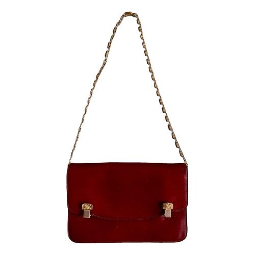Pre-owned Celine Triomphe Maillon Chain Leather Crossbody Bag In Burgundy