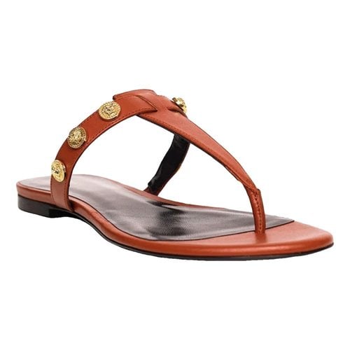 Pre-owned Versace Leather Sandal In Orange