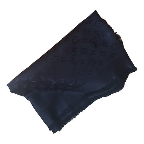 Pre-owned Louis Vuitton Châle Monogram Silk Stole In Black