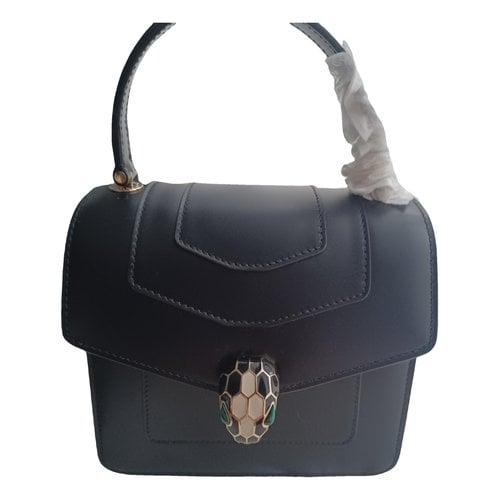 Pre-owned Bvlgari Serpenti Leather Handbag In Black