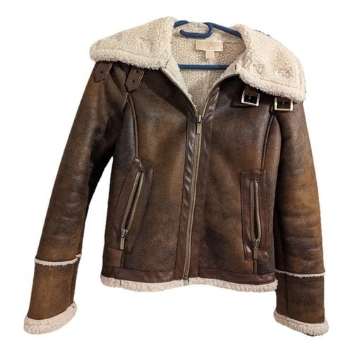 Pre-owned Michael Kors Vegan Leather Coat In Brown