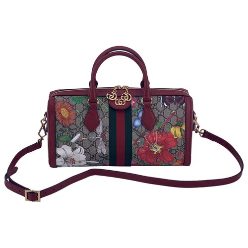Pre-owned Gucci Ophidia Boston Leather Handbag In Multicolour