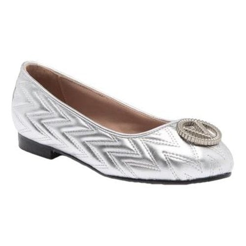 Pre-owned Valentino By Mario Valentino Leather Ballet Flats In Silver