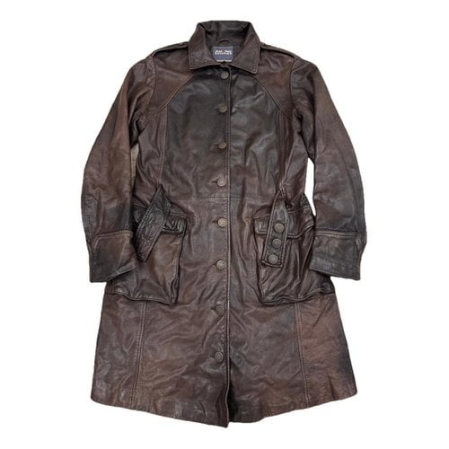 Pre-owned Jean Paul Gaultier Leather Trench In Brown