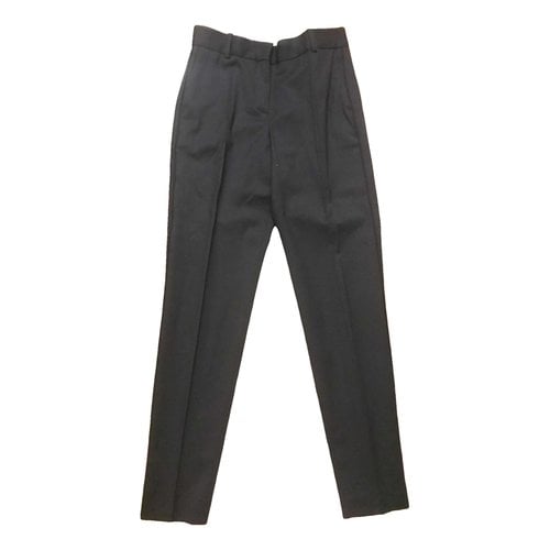 Pre-owned Maje Wool Straight Pants In Navy