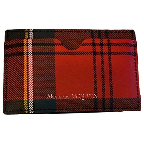 Pre-owned Alexander Mcqueen Leather Card Wallet In Red