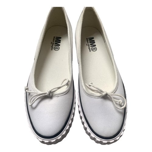 Pre-owned Mm6 Maison Margiela Cloth Ballet Flats In White
