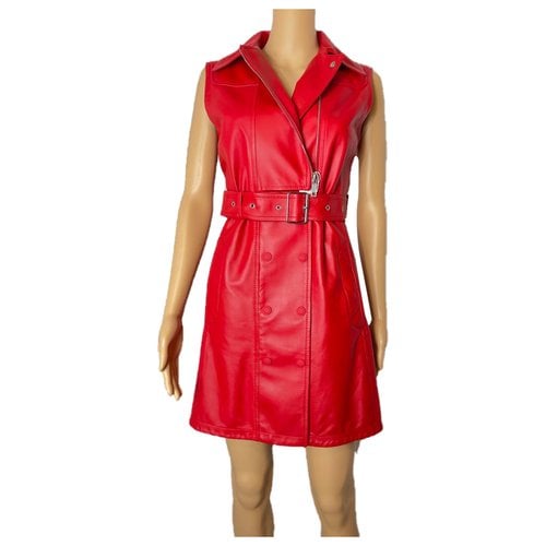 Pre-owned Max Mara Leather Trench Coat In Red