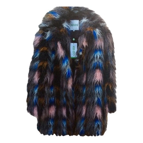Pre-owned Kenzo Faux Fur Coat In Multicolour